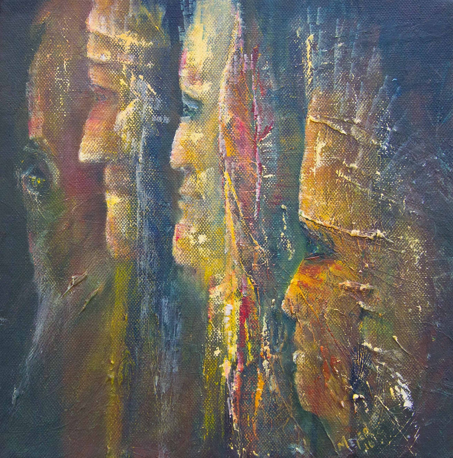 Abstract painting with vibrant colors and textures